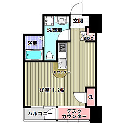 シャンブルクイセ 7階ワンルームの間取り