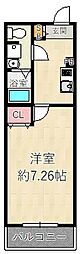 ジーメゾン大物 1Kの間取図画像