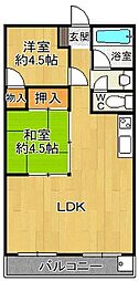 ハイツユソーキ 2LDKの間取図画像