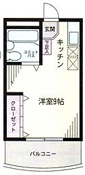 ヒルボローニャ ワンルームの間取図画像