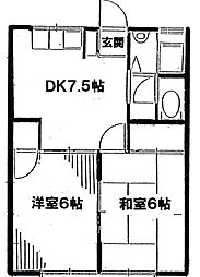 那須ハイムC 2DKの間取図画像