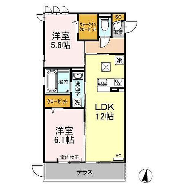 リアンジュ 105｜佐賀県佐賀市新生町(賃貸アパート2LDK・1階・55.20㎡)の写真 その2