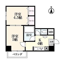 グリーンタウン佐賀駅前 8階2Kの間取り