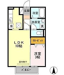 シェル 1階1LDKの間取り