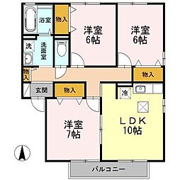 シャルムタウン開成 3LDKの間取図画像
