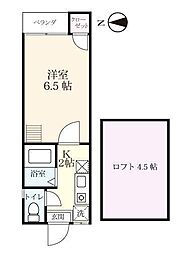 エバーライフ・アジシ 2階1Kの間取り