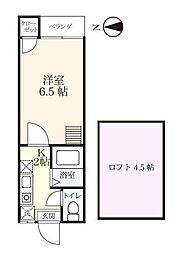 エバーライフ・アジシ 2階1Kの間取り