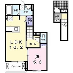 ベラ・ルーチェ 2階1LDKの間取り