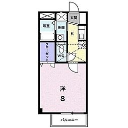 メロウ開成 1Kの間取図画像