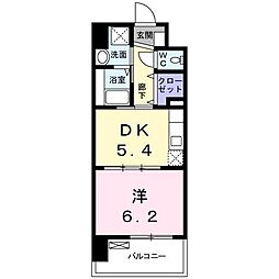 タイガルデン 1DKの間取図画像