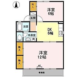 ファミール中の館D 2DKの間取図画像