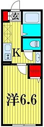 東武野田線 六実駅 徒歩11分の賃貸アパート 2階1Kの間取り