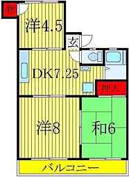 東武野田線 六実駅 徒歩15分の賃貸アパート 1階3DKの間取り