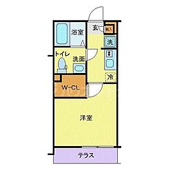 京成松戸線 松戸駅 徒歩10分の賃貸マンション 1階1Kの間取り