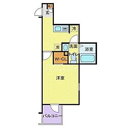 京成松戸線 松戸駅 徒歩10分の賃貸マンション 3階1Kの間取り