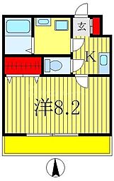 京成松戸線 上本郷駅 徒歩13分の賃貸アパート 2階1Kの間取り