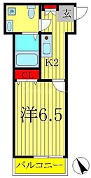 クオーレ北小金 1Kの間取図画像