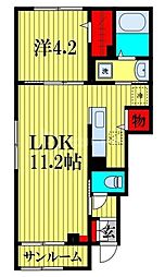 京成松戸線 常盤平駅 徒歩10分の賃貸アパート 1階1LDKの間取り