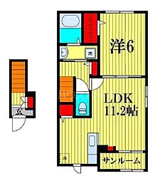 京成松戸線 常盤平駅 徒歩10分の賃貸アパート 2階1LDKの間取り