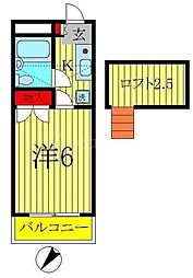 JR常磐線 新松戸駅 徒歩10分の賃貸アパート 1階1Kの間取り