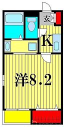 京成松戸線 上本郷駅 徒歩10分の賃貸アパート 1階1Kの間取り
