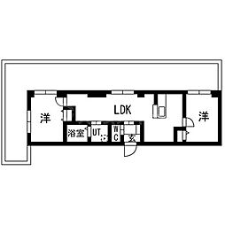 JR常磐線 松戸駅 徒歩10分の賃貸マンション 4階2LDKの間取り