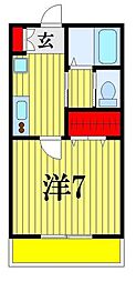 JR常磐線 北松戸駅 徒歩19分の賃貸アパート 1階1Kの間取り