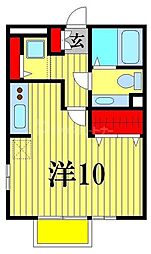 JR常磐線 馬橋駅 徒歩10分の賃貸アパート 1階ワンルームの間取り