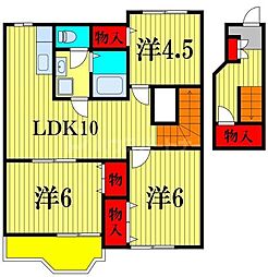 東武野田線 六実駅 徒歩5分の賃貸アパート 2階3LDKの間取り