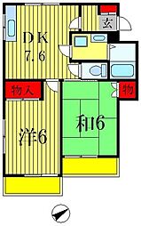 JR常磐線 馬橋駅 徒歩6分の賃貸アパート 2階2DKの間取り