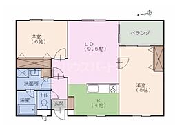 JR常磐線 新松戸駅 徒歩4分の賃貸マンション 2階2LDKの間取り