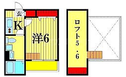 京成松戸線 上本郷駅 徒歩1分の賃貸アパート 1階1Kの間取り