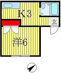 JR常磐線 馬橋駅 徒歩11分の賃貸アパート 2階1Kの間取り