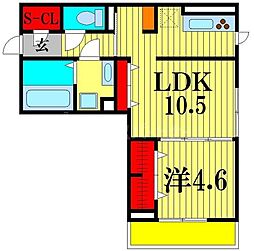東武野田線 六実駅 徒歩2分の賃貸アパート 1階1LDKの間取り