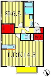 京成松戸線 八柱駅 徒歩16分の賃貸アパート 1階1LDKの間取り
