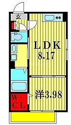 JR常磐線 馬橋駅 徒歩11分の賃貸アパート 1階1LDKの間取り