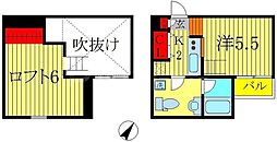 JR常磐線 新松戸駅 徒歩8分の賃貸アパート 1階1Kの間取り
