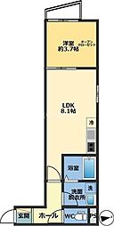 京成松戸線 松戸駅 徒歩9分の賃貸アパート 1階1LDKの間取り
