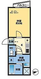 京成松戸線 松戸駅 徒歩9分の賃貸アパート 1階1Kの間取り