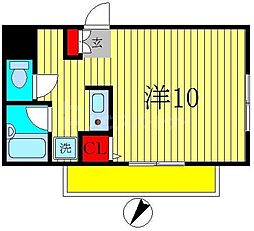 JR常磐線 北小金駅 徒歩5分の賃貸マンション 1階ワンルームの間取り