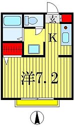 JR常磐線 松戸駅 徒歩12分の賃貸アパート 1階1Kの間取り