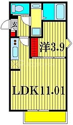 京成松戸線 元山駅 徒歩5分の賃貸アパート 2階1LDKの間取り