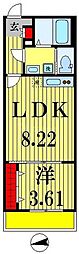 JR常磐線 新松戸駅 徒歩15分の賃貸アパート 1階1LDKの間取り