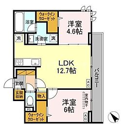 北総鉄道 秋山駅 徒歩4分の賃貸アパート 2階2LDKの間取り