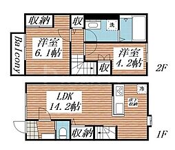京成松戸線 常盤平駅 徒歩9分の賃貸アパート 2階2LDKの間取り