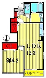 東武野田線 六実駅 徒歩6分の賃貸アパート 1階1LDKの間取り