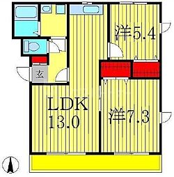 グランド・カオル1番館 2LDKの間取図画像