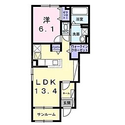 レスポワール B 1LDKの間取図画像