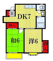 ストークハイツM・A 2DKの間取図画像