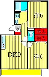 ハイカムールN 2DKの間取図画像